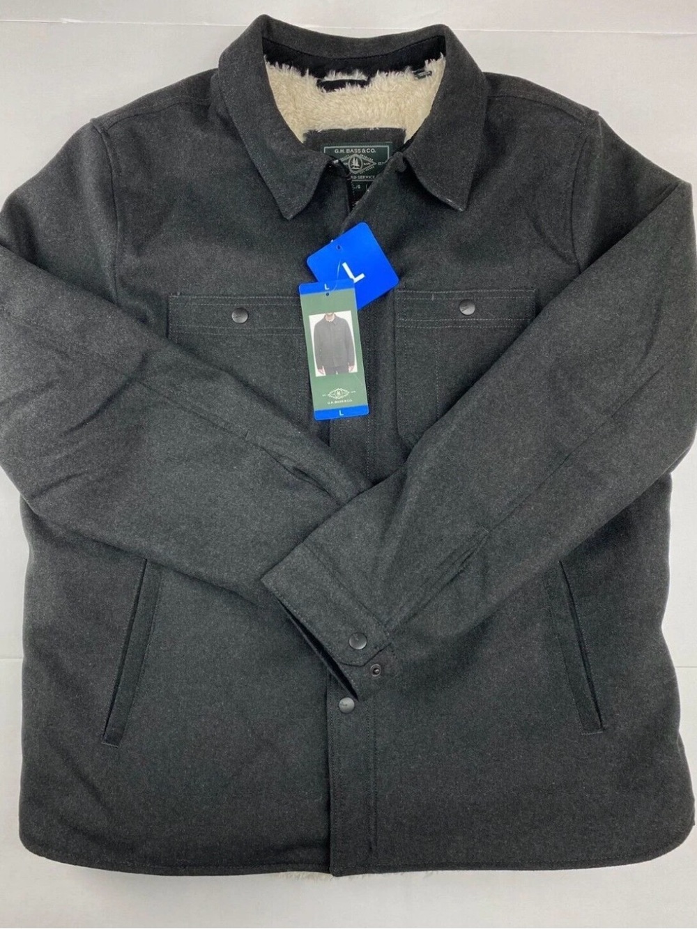 GH Bass & Co Wool Blended Lined Jacket Dark Gray Large NWT
